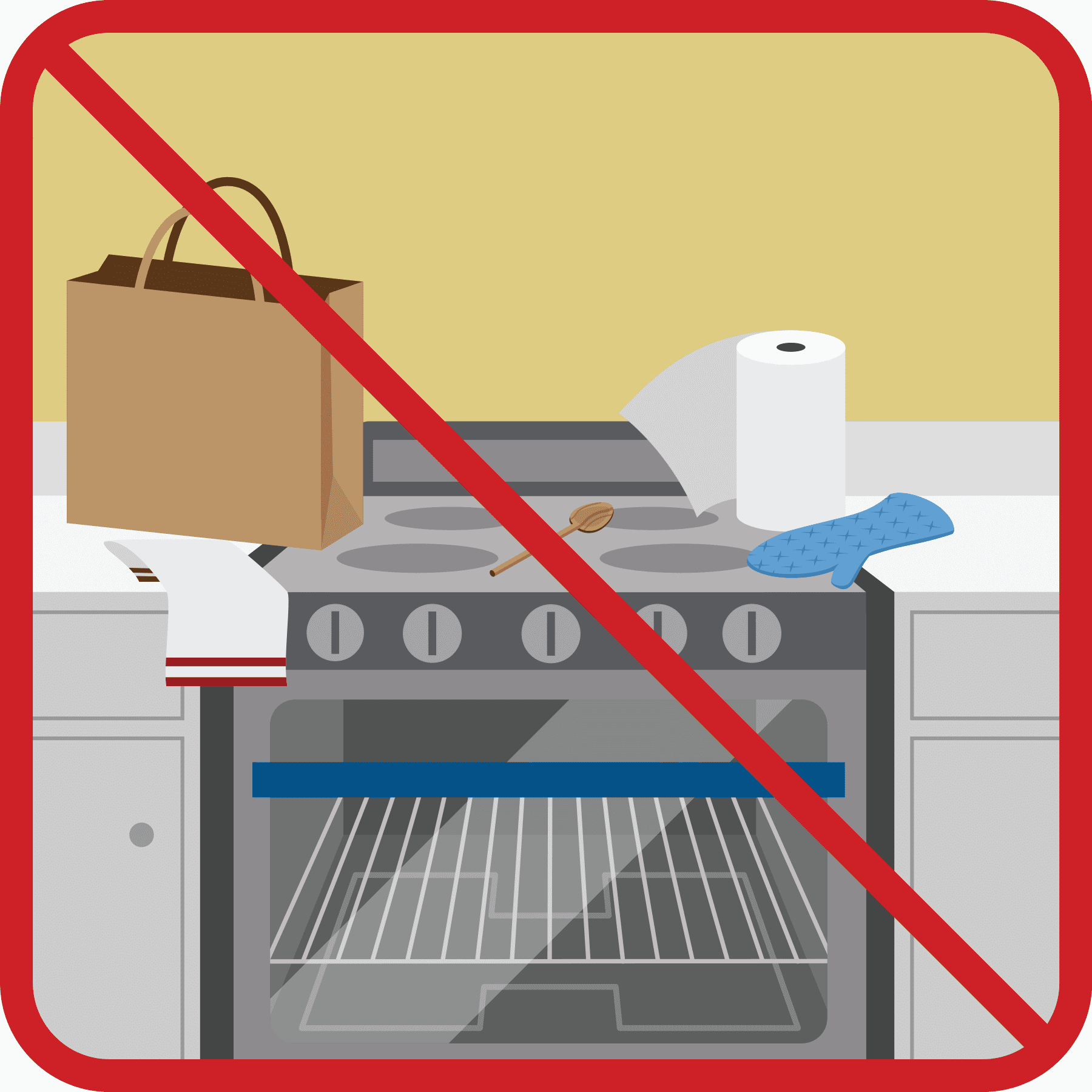 Fire prevention while cooking Keep anything that can catch fire away from your stove top.