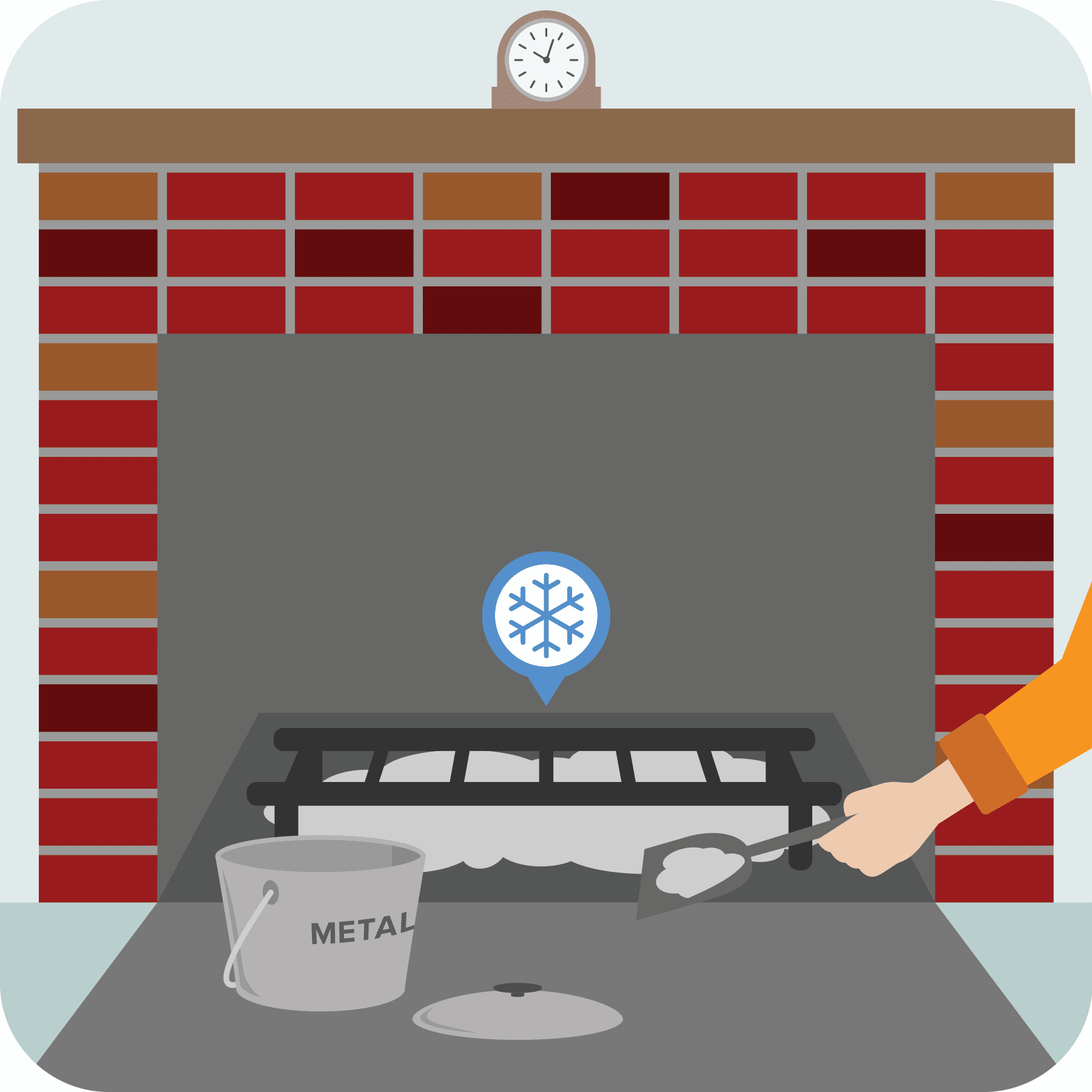 Fire prevention while using a fireplace Let ashes cool from fire before moving